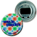 2 1/4" Diameter Round PVC Bottle Opener w/ 3D Lenticular Images - Spinning Wheels (Custom)